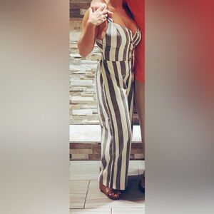 💙🤍 Japna Striped Jumpsuit in White and Light Navy 🤍💙